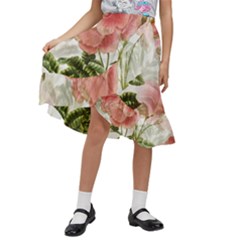 Flowers-102 Kids  Ruffle Flared Wrap Midi Skirt