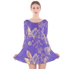 Flowers-103 Long Sleeve Velvet Skater Dress by nateshop