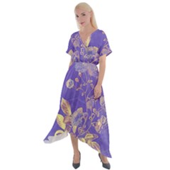 Flowers-103 Cross Front Sharkbite Hem Maxi Dress by nateshop