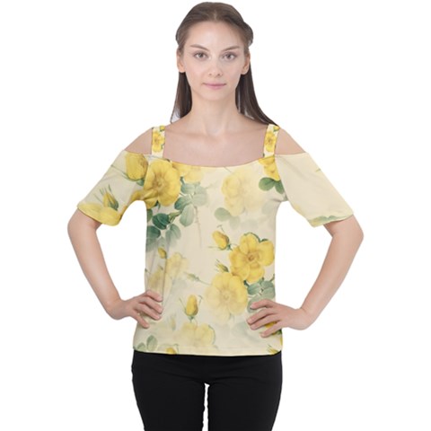 Flowers-104 Cutout Shoulder Tee by nateshop