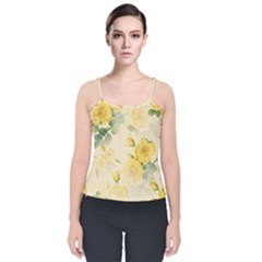 Flowers-104 Velvet Spaghetti Strap Top by nateshop