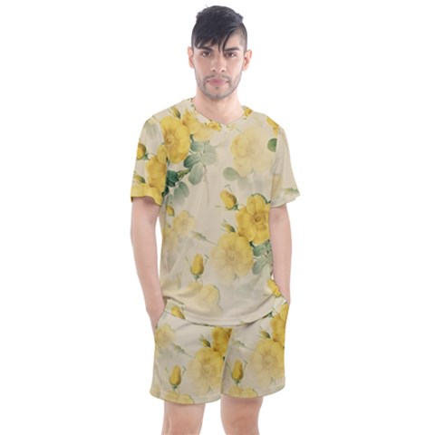 Flowers-104 Men s Mesh Tee And Shorts Set by nateshop