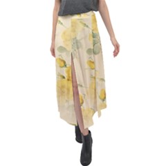 Flowers-104 Velour Split Maxi Skirt by nateshop