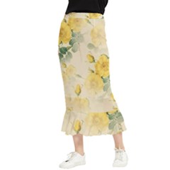 Flowers-104 Maxi Fishtail Chiffon Skirt by nateshop