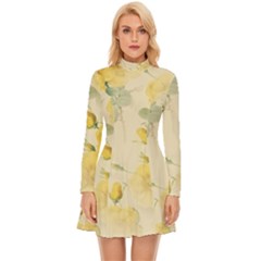 Flowers-104 Long Sleeve Velour Longline Dress by nateshop