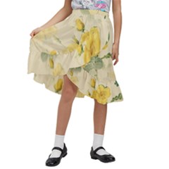 Flowers-104 Kids  Ruffle Flared Wrap Midi Skirt by nateshop