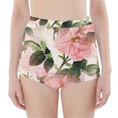 Flowers-105 High-waisted Bikini Bottoms by nateshop