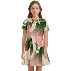 Flowers-105 Kids  Bow Tie Puff Sleeve Dress