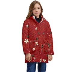 Flowers-106 Kid s Hooded Longline Puffer Jacket by nateshop