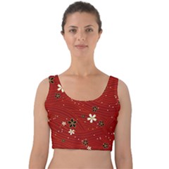 Flowers-106 Velvet Crop Top by nateshop