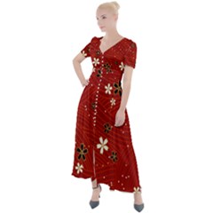 Flowers-106 Button Up Short Sleeve Maxi Dress by nateshop