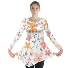 Flowers-107 Long Sleeve Tunic  by nateshop