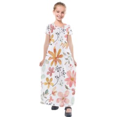 Flowers-107 Kids  Short Sleeve Maxi Dress by nateshop