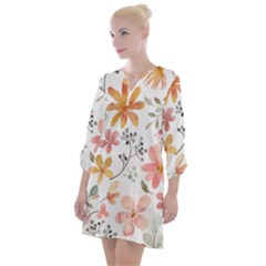 Flowers-107 Open Neck Shift Dress by nateshop