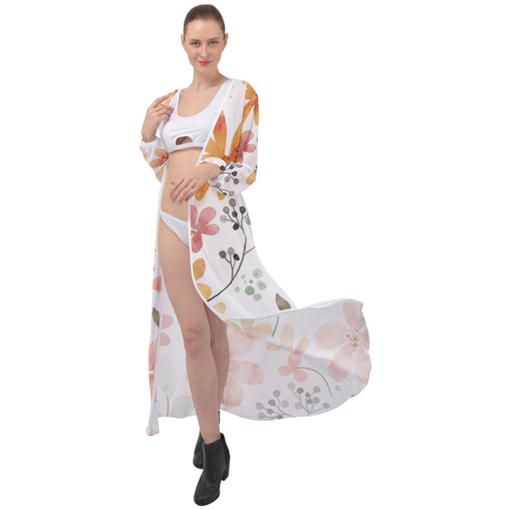 Flowers-107 Maxi Chiffon Beach Wrap