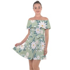 Flowers-108 Off Shoulder Velour Dress by nateshop