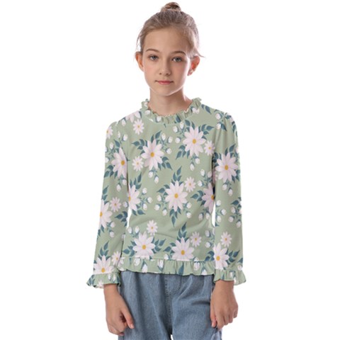 Flowers-108 Kids  Frill Detail Tee by nateshop