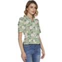 Flowers-108 Puffed Short Sleeve Button Up Jacket View3