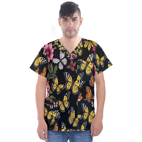 Flowers-109 Men s V-neck Scrub Top by nateshop