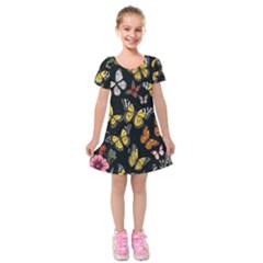 Flowers-109 Kids  Short Sleeve Velvet Dress by nateshop