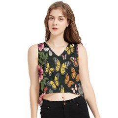 Flowers-109 V-neck Cropped Tank Top by nateshop