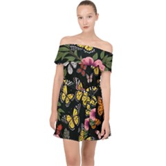 Flowers-109 Off Shoulder Chiffon Dress by nateshop