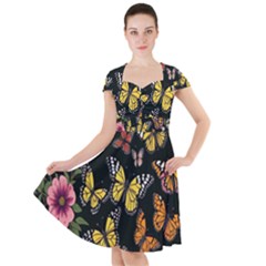 Flowers-109 Cap Sleeve Midi Dress by nateshop