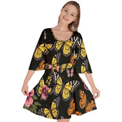 Flowers-109 Velour Kimono Dress by nateshop