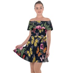 Flowers-109 Off Shoulder Velour Dress by nateshop