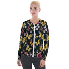 Flowers-109 Velvet Zip Up Jacket by nateshop