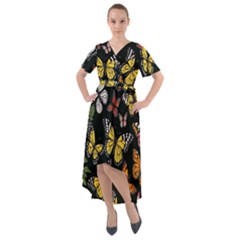 Flowers-109 Front Wrap High Low Dress by nateshop