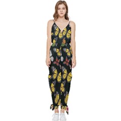 Flowers-109 Sleeveless Tie Ankle Chiffon Jumpsuit by nateshop