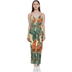 Generated V-neck Spaghetti Strap Tie Front Jumpsuit by nateshop