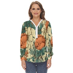 Generated Zip Up Long Sleeve Blouse