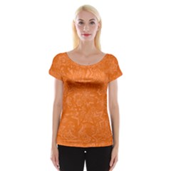 Orange-chaotic Cap Sleeve Top by nateshop