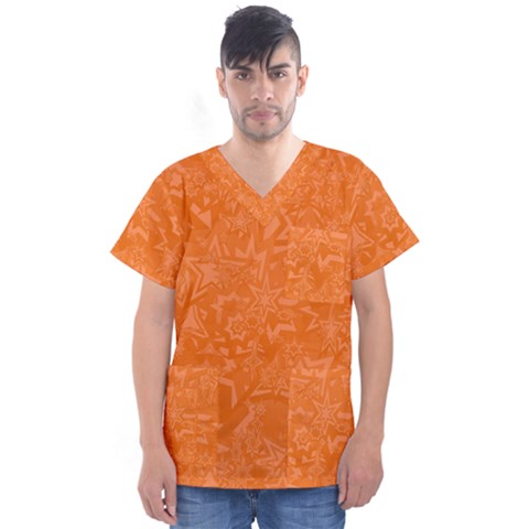 Orange-chaotic Men s V-neck Scrub Top by nateshop