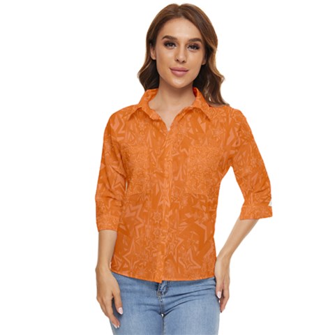 Orange-chaotic Women s Quarter Sleeve Pocket Shirt by nateshop