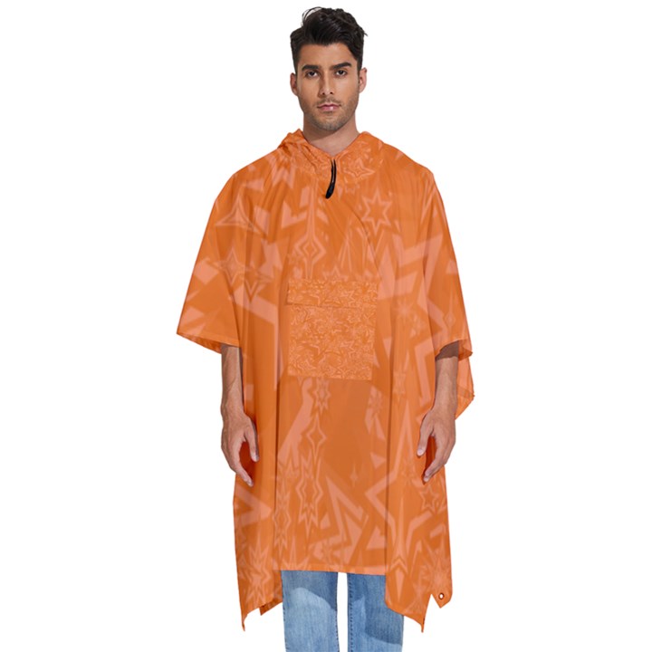 Orange-chaotic Men s Hooded Rain Ponchos