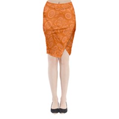 Orange-ellipse Midi Wrap Pencil Skirt by nateshop