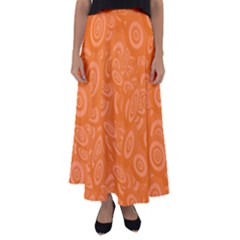 Orange-ellipse Flared Maxi Skirt by nateshop