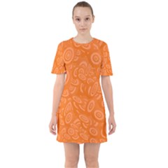 Orange-ellipse Sixties Short Sleeve Mini Dress by nateshop