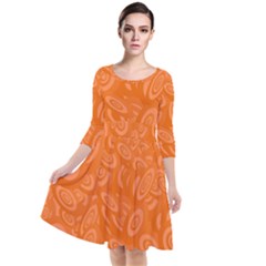 Orange-ellipse Quarter Sleeve Waist Band Dress by nateshop