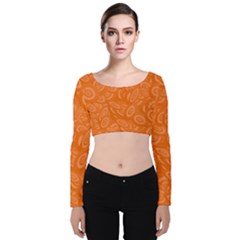 Orange-ellipse Velvet Long Sleeve Crop Top by nateshop