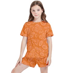 Orange-ellipse Kids  Tee And Sports Shorts Set by nateshop