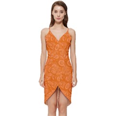 Orange-ellipse Wrap Frill Dress by nateshop