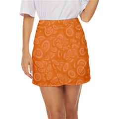 Orange-ellipse Mini Front Wrap Skirt by nateshop