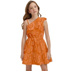 Orange-ellipse Kids  One Shoulder Party Dress by nateshop