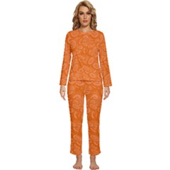 Orange-ellipse Womens  Long Sleeve Lightweight Pajamas Set by nateshop