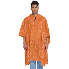 Orange-ellipse Men s Hooded Rain Ponchos by nateshop