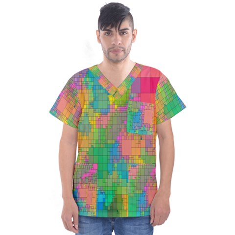 Pixel-79 Men s V-neck Scrub Top by nateshop